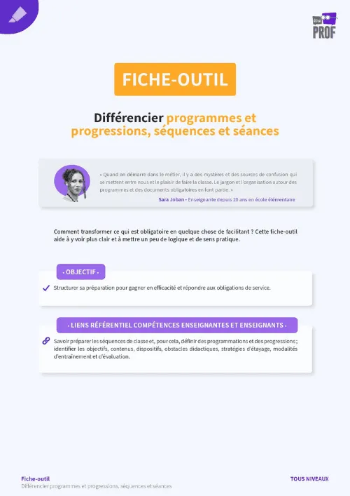 Différencier programmes et progressions, séquences et séances