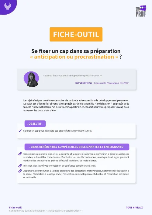 Se fixer un cap dans sa préparation "anticipation ou procrastination" ?