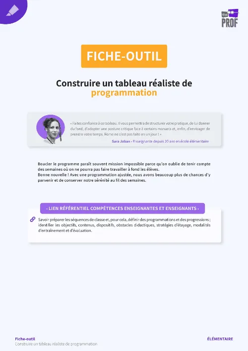 Construire un tableau réaliste de programmation
