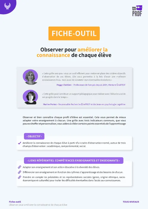 Observer pour améliorer la connaissance de chaque élève