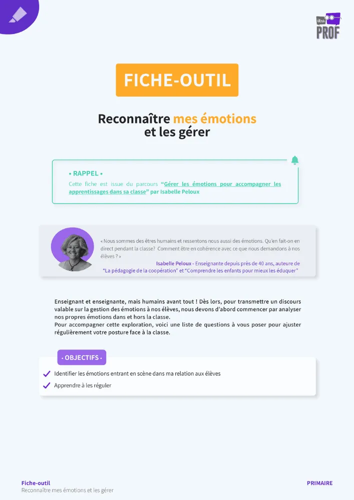 Reconnaître mes émotions et les gérer