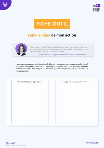 Faire le bilan de mon action