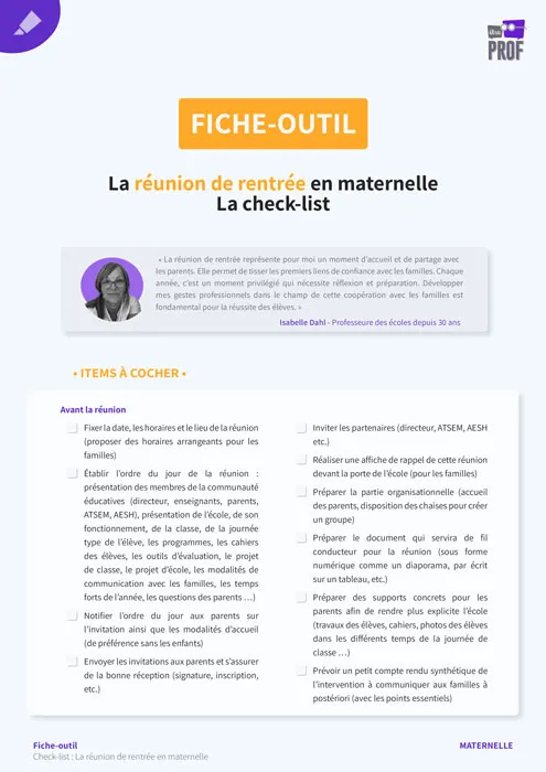 Check-list : les points importants pour la réunion de rentrée en maternelle