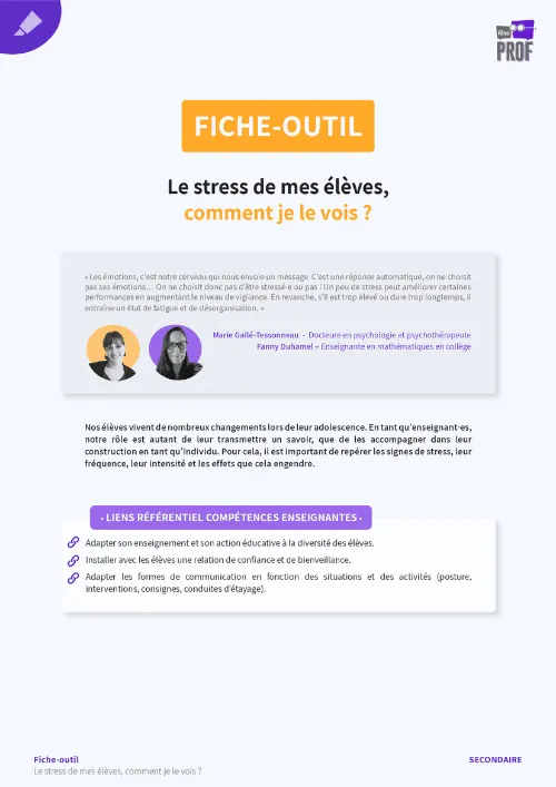 Le stress de mes élèves, comment je le vois ?