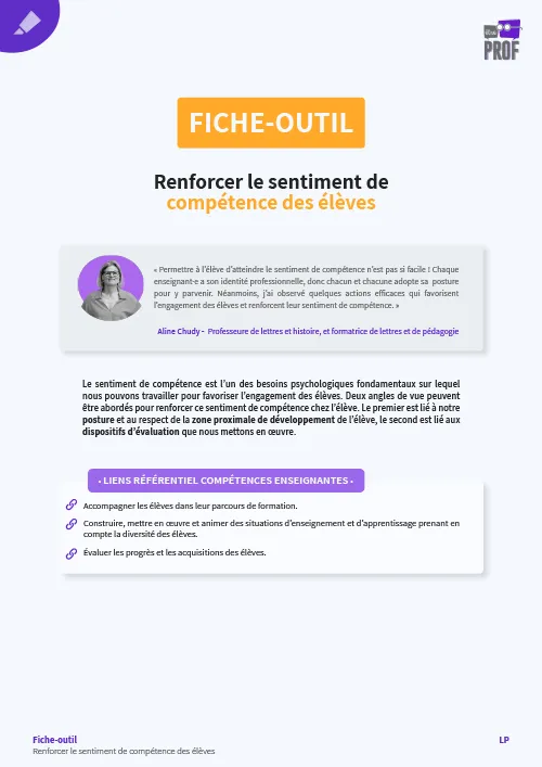 Renforcer le sentiment de compétence des élèves