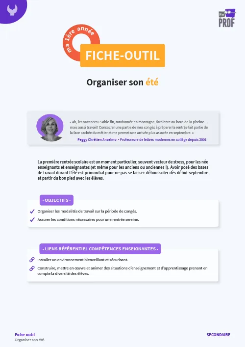 Organiser son été en secondaire