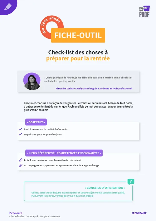 Check-list des choses à préparer pour la rentrée
