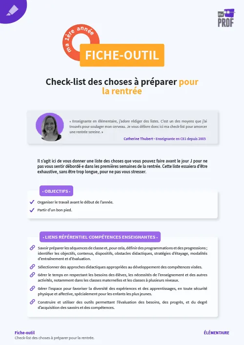 Check-list des choses à préparer pour la rentrée