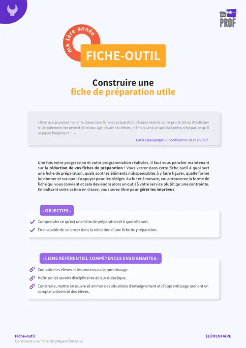 Construire une fiche de préparation utile