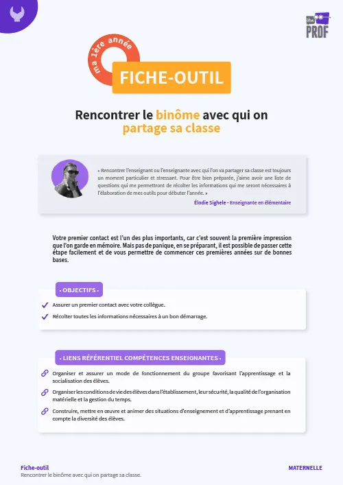 Rencontrer le binôme avec qui on partage sa classe