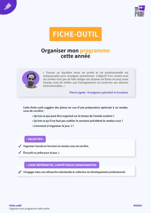 Organiser mon programme cette année