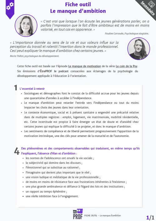Le manque d'ambition