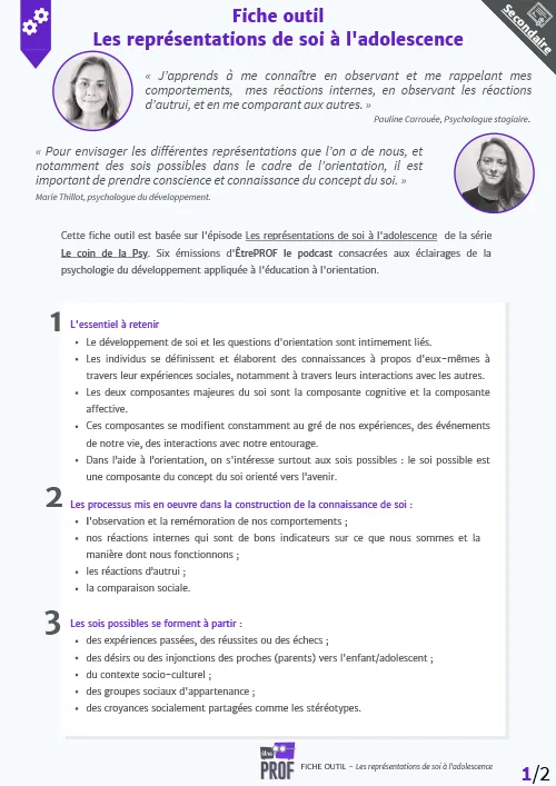 Les représentations de soi à l'adolescence