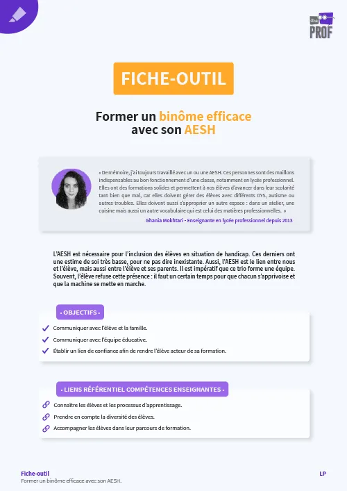 Former un binôme efficace avec son AESH