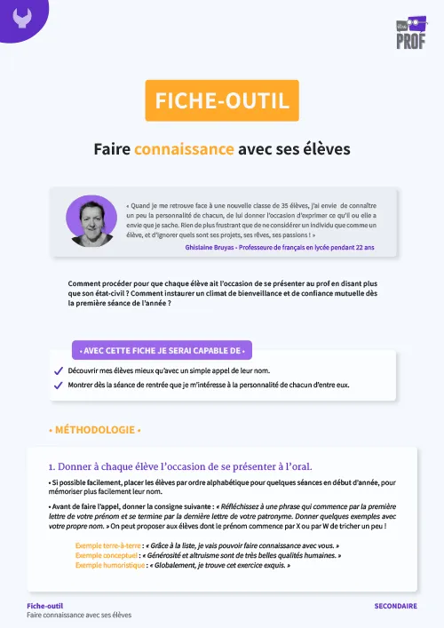 Faire connaissance avec ses élèves