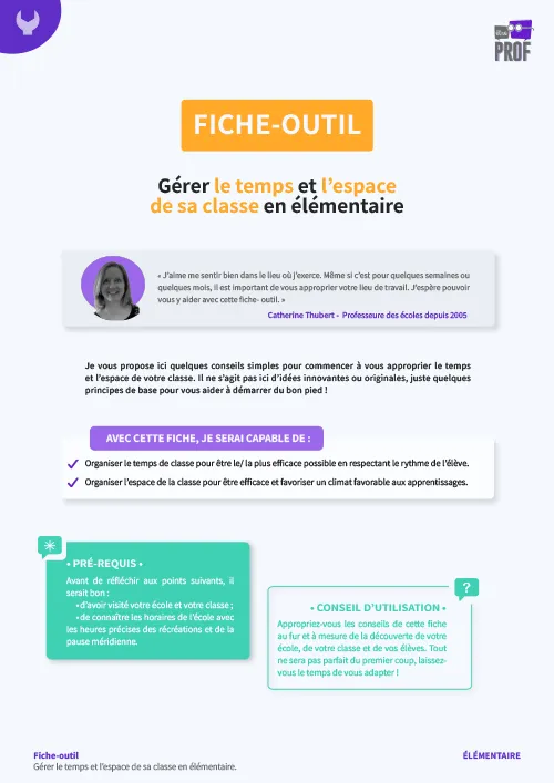 Gérer le temps et l'espace de sa classe en élémentaire
