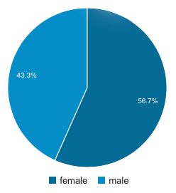 Besøg fordelt på køn