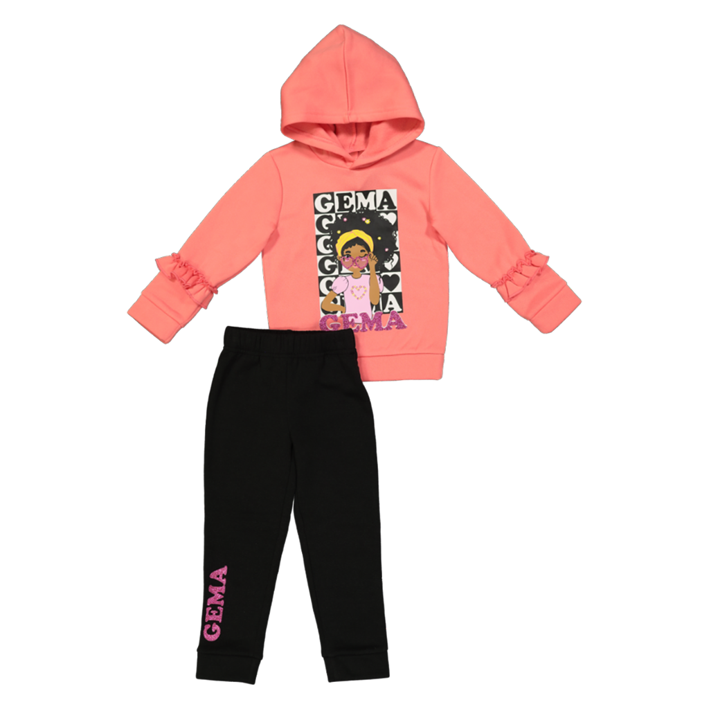 Girls' Gema Pink and Black Tracksuits