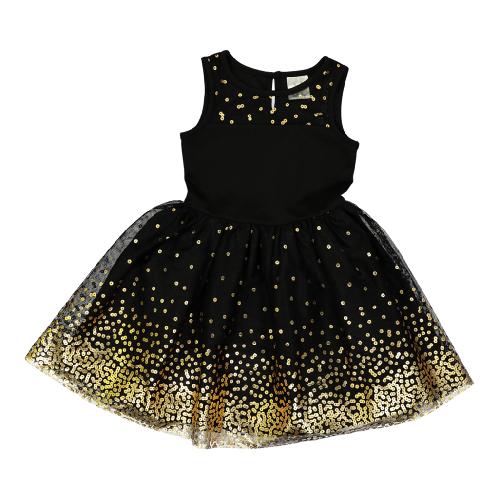 black and gold girls sleeveless party dresses