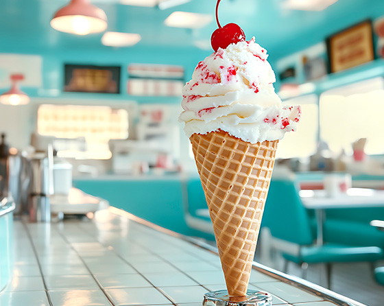 Eisgenuss in einem amerikanischen Diner