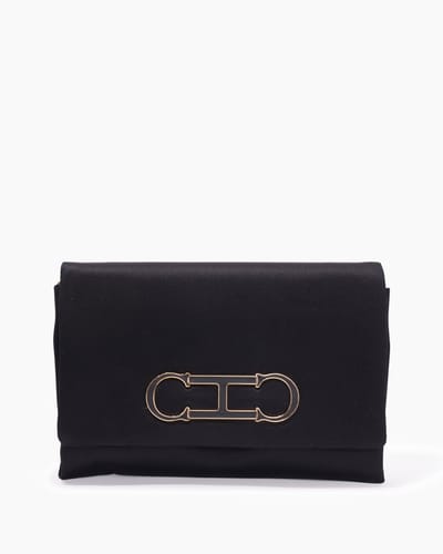 Initials Insignia Soft Clutch in Satin