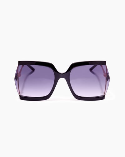 Bow-Embellished Oversized Rectangular Sunglasses