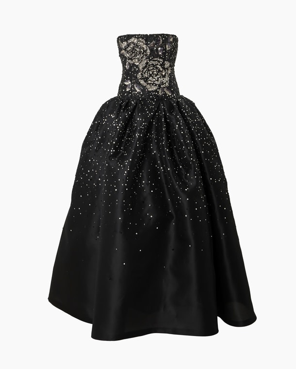 Rose-Embellished Ball Gown