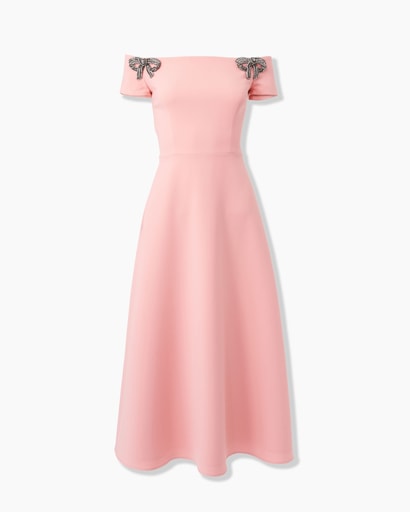 Bow-Embroidered Midi Dress
