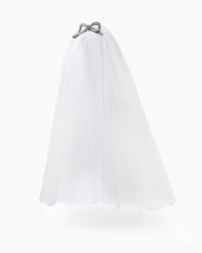 Embroidered Bow Tiara and Veil