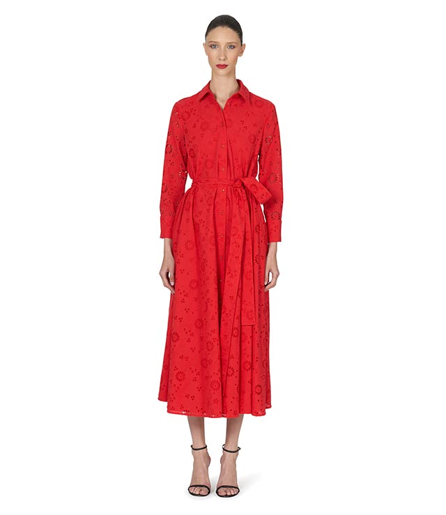 5. Belted Eyelet Shirt Dress