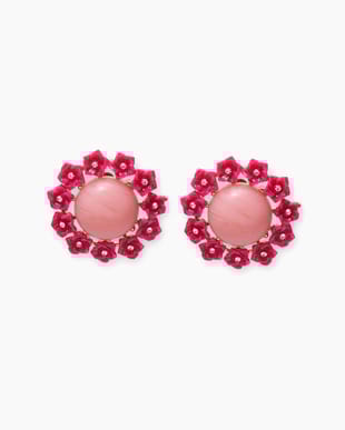 Cabochon Flower Stud Earrings