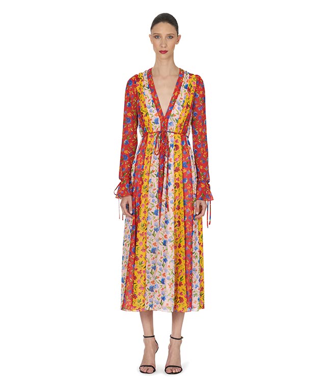 1. Long-Sleeve Floral-Print Midi Dress