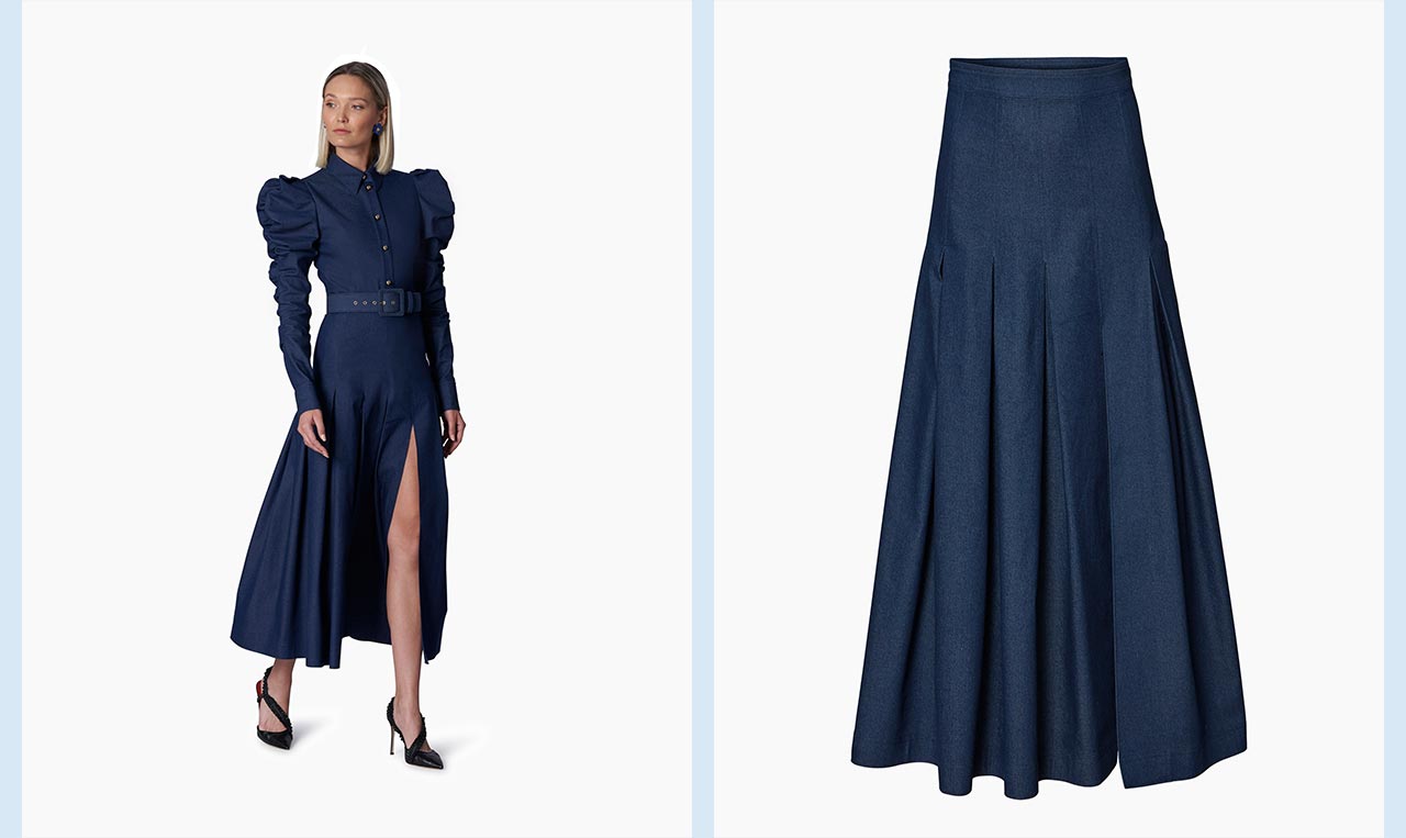 High-Waisted Stretch-Denim Skirt