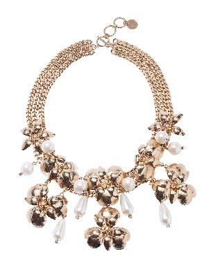 Flower Cluster Pearl Drop Necklace