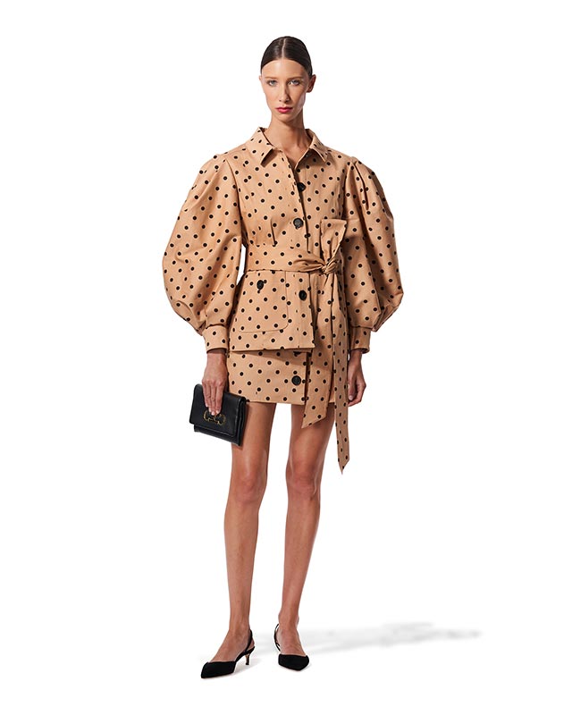 4. Polka DotPuff-Sleeve Jacket