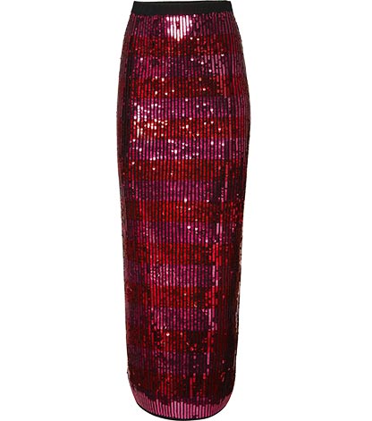 Sequin Stripe KnittedMidi Skirt