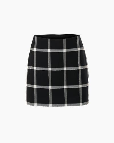 Windowpane Check Mini Skirt