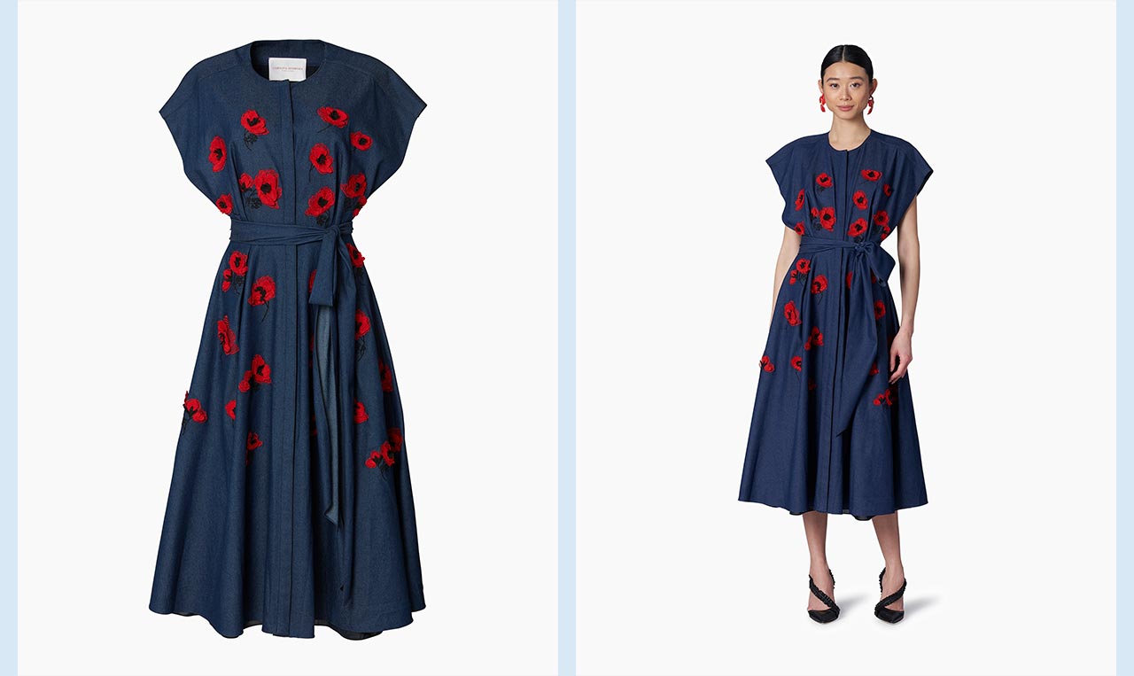 Embroidered Denim Shirt Dress