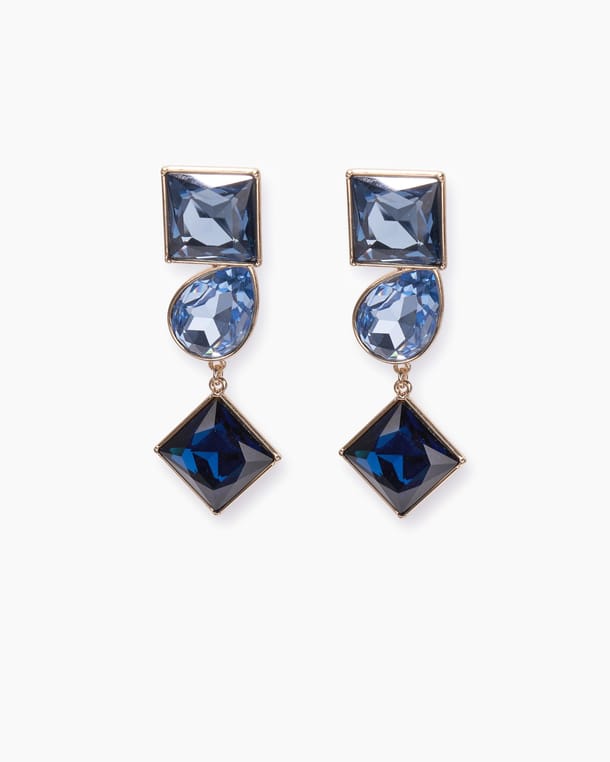 Multi-Shape Crystal Drop Earrings
