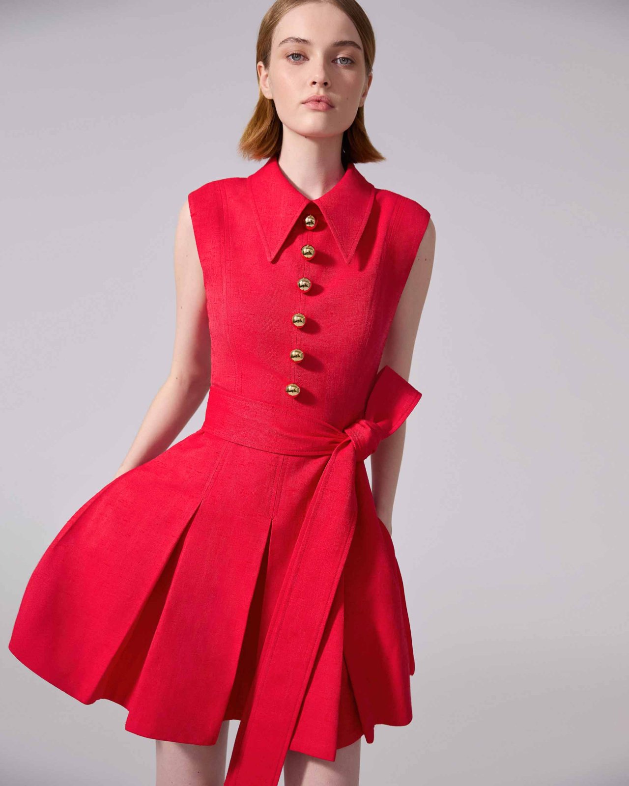 Sleeveless Pleated Mini Dress