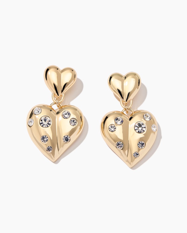 Molded Heart Drop Earrings