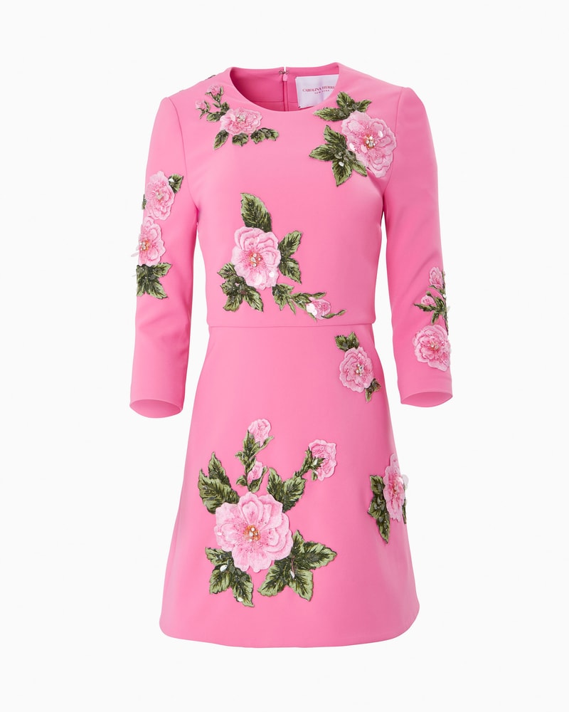 Floral-Embroidered Mini Dress