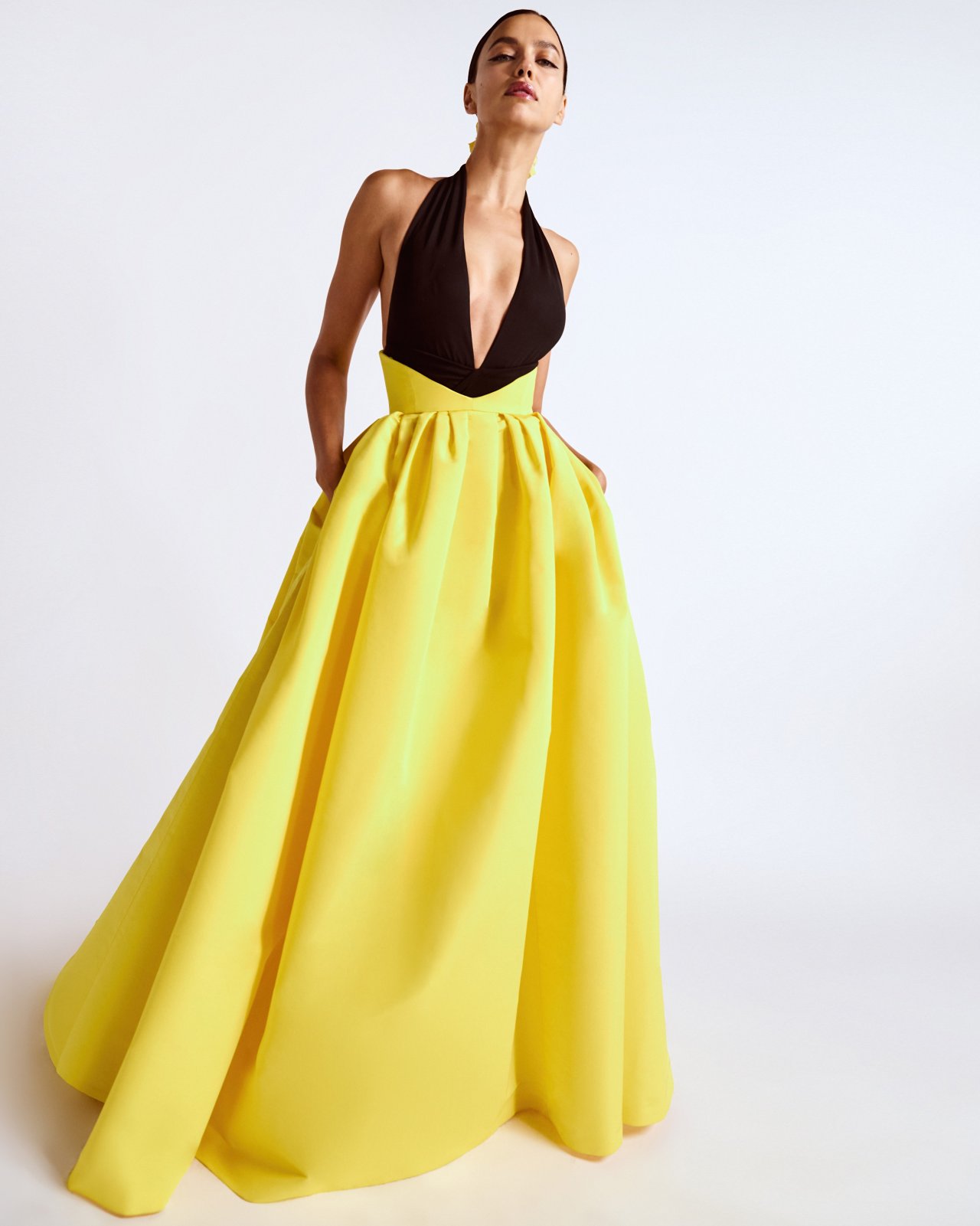 Halterneck V-Waist Gown