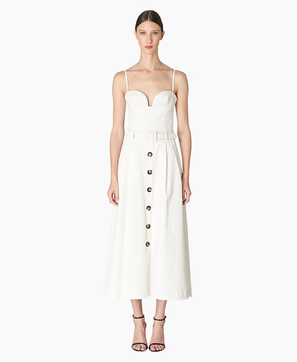 Bustier Detail Gabardine Dress