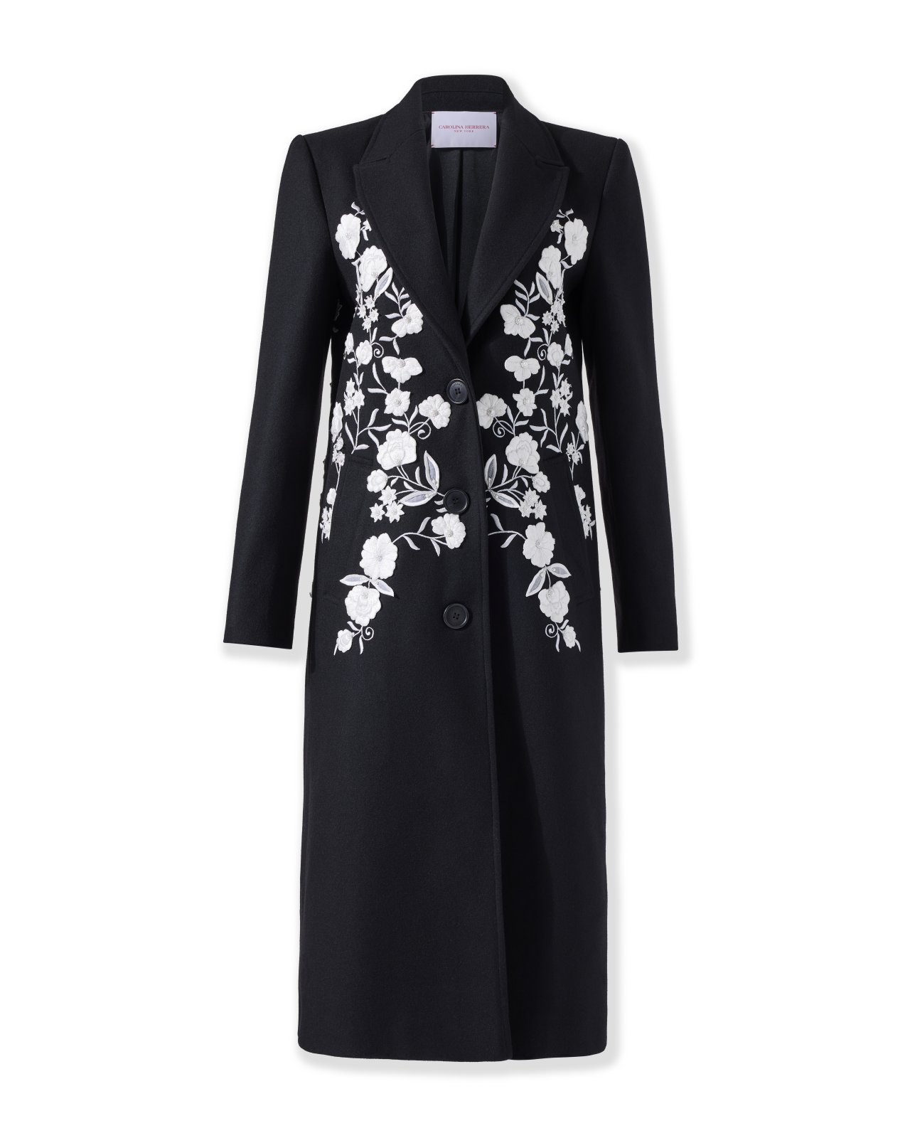 Embroidered Single Breasted Coat