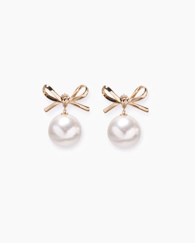 Pearl Drop Bow Earrings