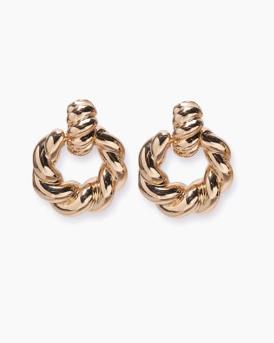 Double Twisted Door Knocker Earrings