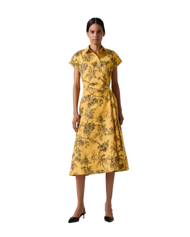 2. Botanical Toile Faux-Wrap Dress