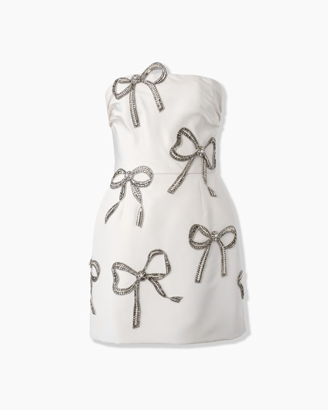 Bow-Embroidered Mini Dress