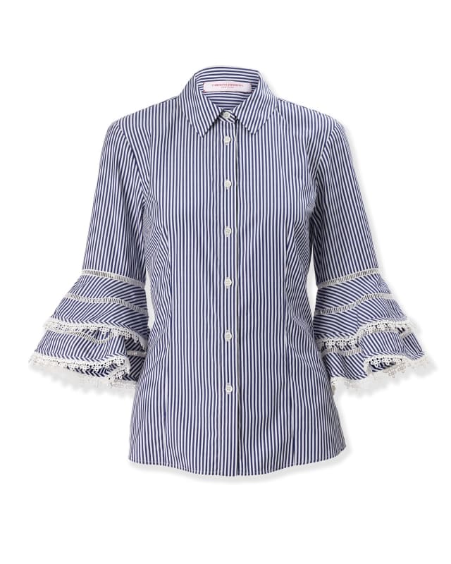 Lace-Trim Striped Shirt